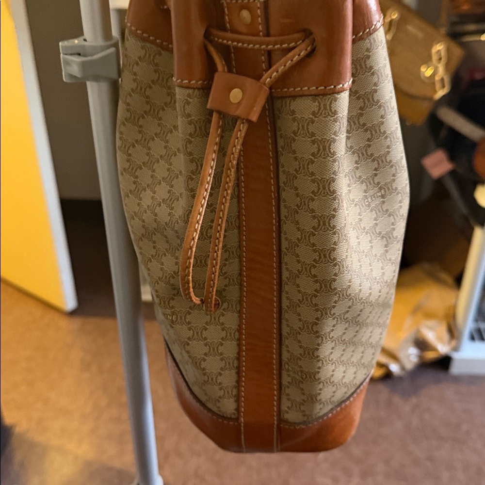 Celine Beige and Brown Drawstring bucket. Bag. No callouts. - Picture 9 of 12